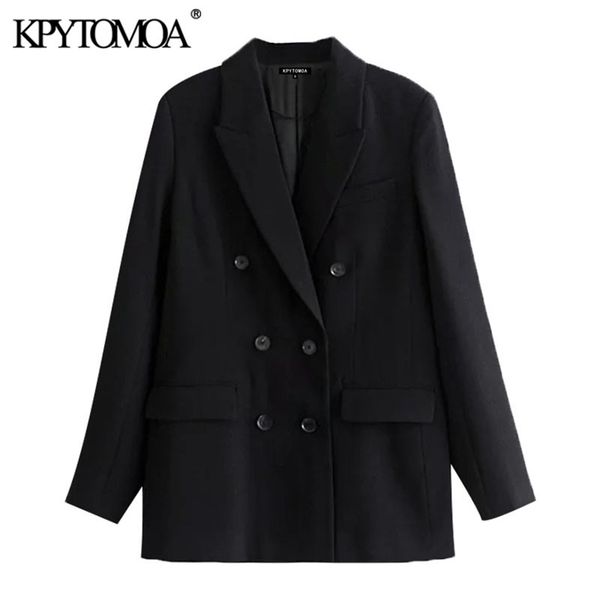 women fashion double breasted black blazer coat vintage long sleeve pockets female outerwear chic veste femme 210420, White;black
women fashion double breasted black blazer coat vintage long sleeve pockets female outerwear chic veste femme 210420, White;black