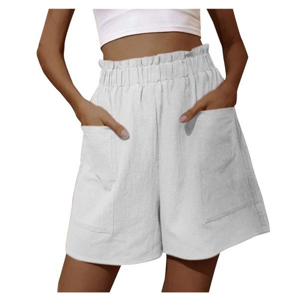 women's shorts elastic waist women short pants 2021 double pockets plus size casual sport high candy color wide leg summer, White;black
women's shorts elastic waist women short pants 2021 double pockets plus size casual sport high candy color wide leg summer, White;black