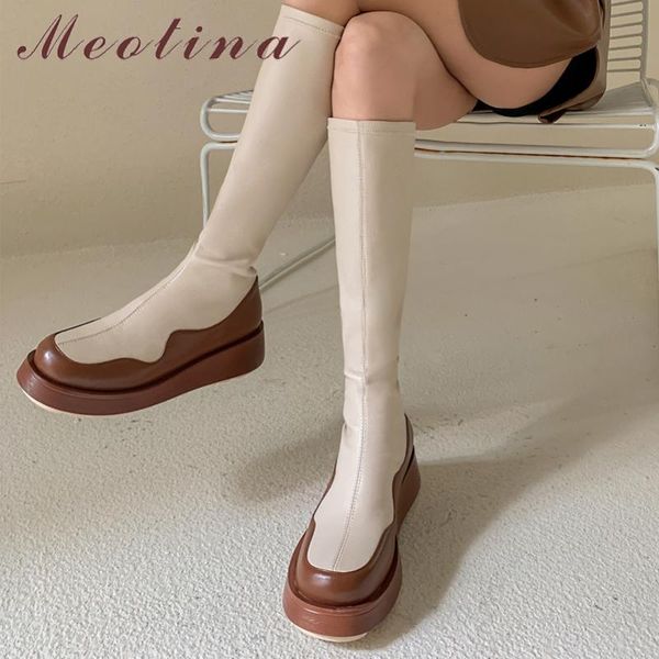 boots meotina fashion knee high riding women platform flat with shoes round toe cow leather ladies long 2021 autumn beige, Black
boots meotina fashion knee high riding women platform flat with shoes round toe cow leather ladies long 2021 autumn beige, Black
