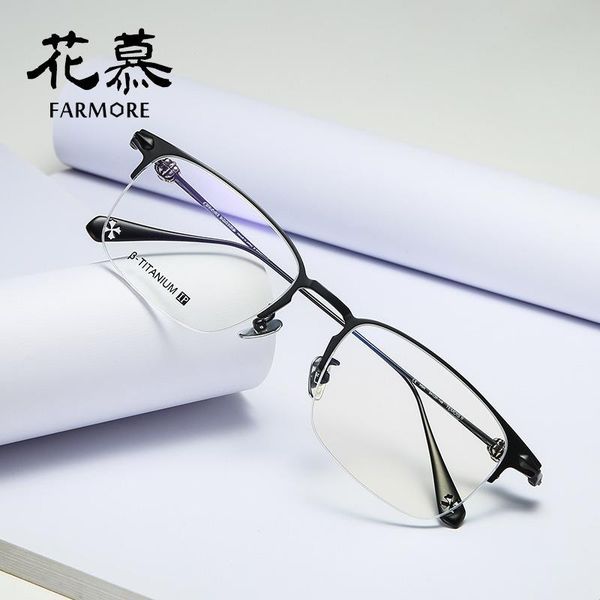 retro semi-rimless pure titanium female eyeglass frame business glasses male fashion sunglasses frames, Black
retro semi-rimless pure titanium female eyeglass frame business glasses male fashion sunglasses frames, Black
