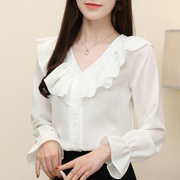 womens and blouses long sleeve ruffles v-neck chiffon blouse women blouses woman white blouse ladies c290 210426
womens and blouses long sleeve ruffles v-neck chiffon blouse women blouses woman white blouse ladies c290 210426