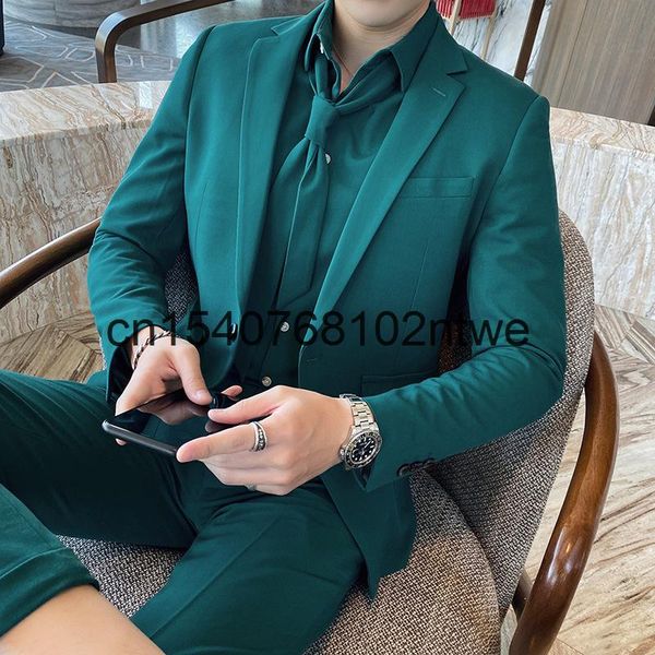 men's 2021 autumn suit bridegroom's dress hairdresser's three piece suits & blazers, White;black
men's 2021 autumn suit bridegroom's dress hairdresser's three piece suits & blazers, White;black