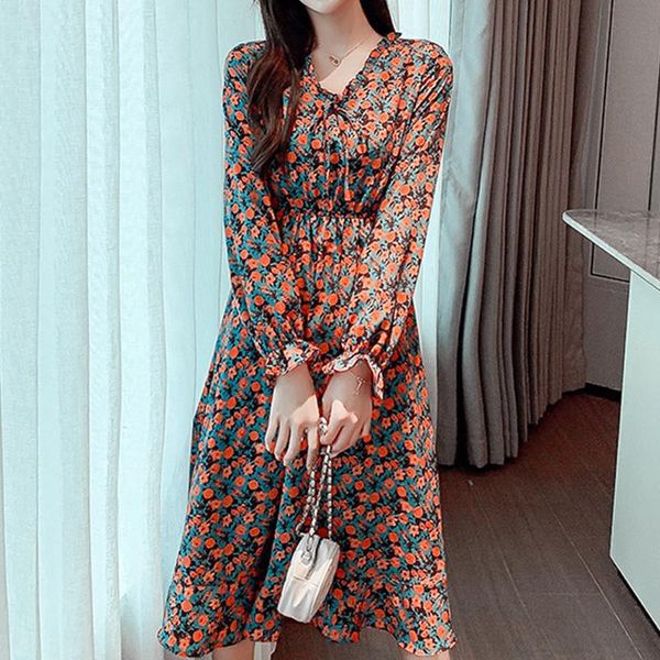 casual dresses limiguyue autumn women chiffon floral midi dress high waist bow long sleeve a-line oversize elegant party k2626, Black;gray
casual dresses limiguyue autumn women chiffon floral midi dress high waist bow long sleeve a-line oversize elegant party k2626, Black;gray