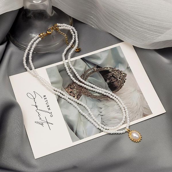 pendant necklaces vsnow textured double layer imitation pearl beaded necklace for women fashion oval geometric gold metal jewelry, Silver
pendant necklaces vsnow textured double layer imitation pearl beaded necklace for women fashion oval geometric gold metal jewelry, Silver