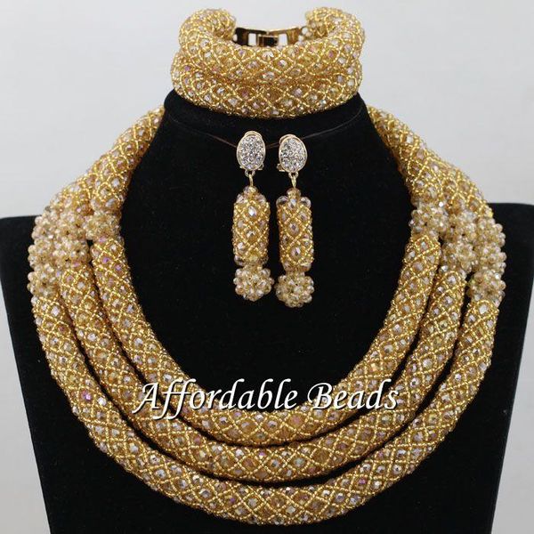 earrings & necklace champagne african sets glamorous nigerian beaded jewelry unique style ncd117, Silver
earrings & necklace champagne african sets glamorous nigerian beaded jewelry unique style ncd117, Silver