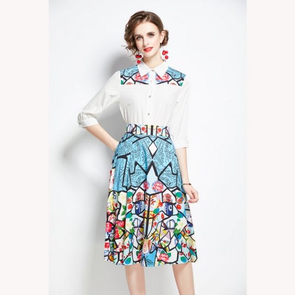 summer runway retro printted suit women's half sleeve single-breasted shirt blousehight waist a-line draped skirt 2 pieces sets 210514, White
summer runway retro printted suit women's half sleeve single-breasted shirt blousehight waist a-line draped skirt 2 pieces sets 210514, White