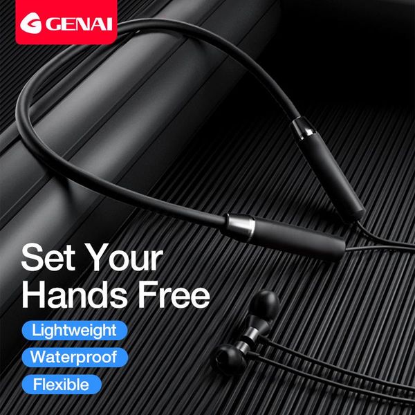 headphones & earphones genai bluetooth 5.0 wireless sports magnetic waterproof running headset with noise cancelling microphone