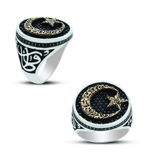 cluster rings round black zircon gemstone men ring crescent star motif silver vintage handmade turkish jewelery, Golden;silver
cluster rings round black zircon gemstone men ring crescent star motif silver vintage handmade turkish jewelery, Golden;silver