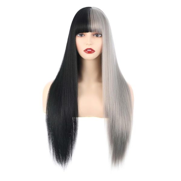 synthetic wigs half part black white party cosplay long straight with bangs for women girs lolita bob heat resistant
synthetic wigs half part black white party cosplay long straight with bangs for women girs lolita bob heat resistant