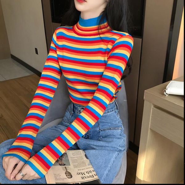 winter rainbow knitted and womens sweater long sleeve casual o neck pullovers sueter mujer striped turtleneck jumper, White;black
winter rainbow knitted and womens sweater long sleeve casual o neck pullovers sueter mujer striped turtleneck jumper, White;black