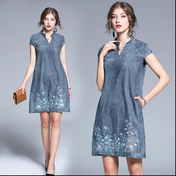 brand denim womens dresses dress women summer short sleeves plus size clothes vestidos european style embroidery clothing, Black;gray
brand denim womens dresses dress women summer short sleeves plus size clothes vestidos european style embroidery clothing, Black;gray