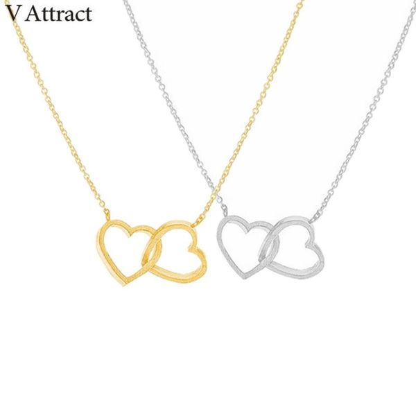 pendant necklaces v attract 10 pcs handmade double heart necklace w valentine's day jewellery stainless steel chian collares, Silver
pendant necklaces v attract 10 pcs handmade double heart necklace w valentine's day jewellery stainless steel chian collares, Silver
