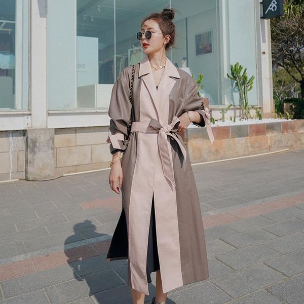 women's trench coats leather windbreaker spring autumn 2021 splicing contras fashion with a belt korean loose high-quality lining jacke, Tan;black
women's trench coats leather windbreaker spring autumn 2021 splicing contras fashion with a belt korean loose high-quality lining jacke, Tan;black