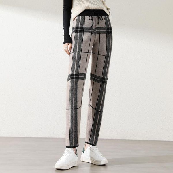 women's pants & capris 100% wool trousers ladies high-waisted leggings slim-fit plaid with color matching carrot winter, Black;white
women's pants & capris 100% wool trousers ladies high-waisted leggings slim-fit plaid with color matching carrot winter, Black;white