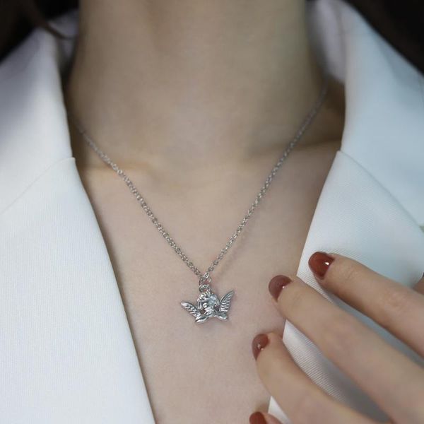 pendant necklaces vintage fashion statement little angel cupid necklace for women cross chain choker jewelry punk goth gothic accessories, Silver
pendant necklaces vintage fashion statement little angel cupid necklace for women cross chain choker jewelry punk goth gothic accessories, Silver