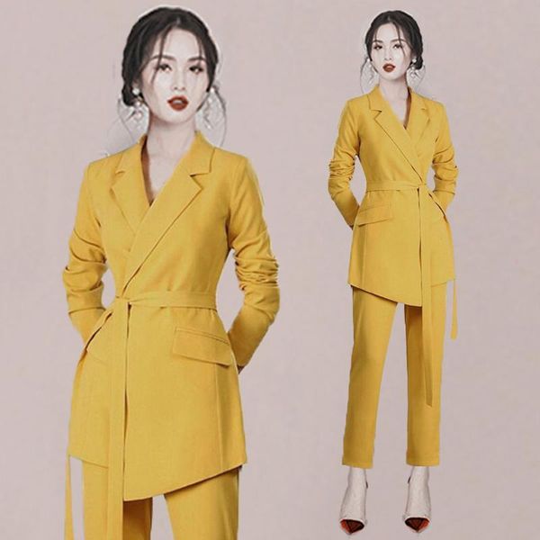 women pants suits set for ol 2 two piece business work formal wear ladies elegant stylish notched blazer jacket with belt women's, White
women pants suits set for ol 2 two piece business work formal wear ladies elegant stylish notched blazer jacket with belt women's, White