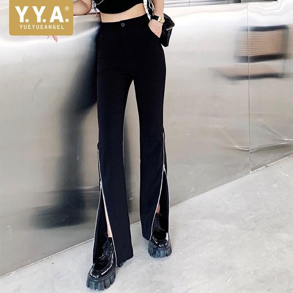 women's two piece pants high street women short t shirt zipper split flare 2 set punk style summer o-neck slim pullovers trousers, White
women's two piece pants high street women short t shirt zipper split flare 2 set punk style summer o-neck slim pullovers trousers, White