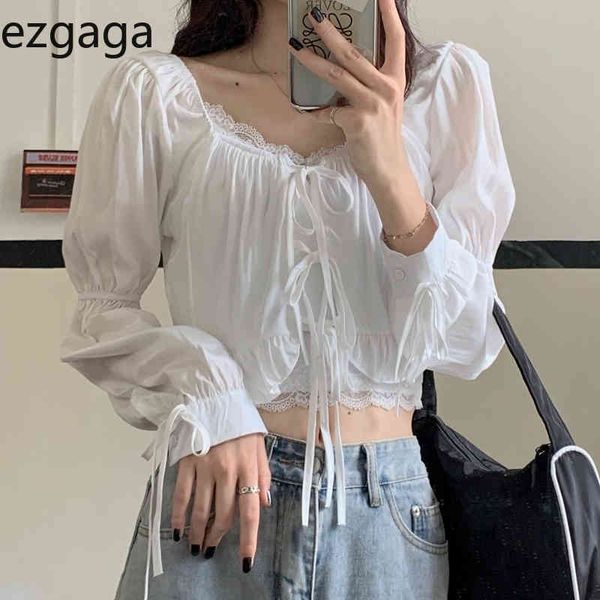 ezgaga korean fashion women blouse bandage v-neck long sleeve shirts sping summer ins crop loose casual blusas 210430, White
ezgaga korean fashion women blouse bandage v-neck long sleeve shirts sping summer ins crop loose casual blusas 210430, White