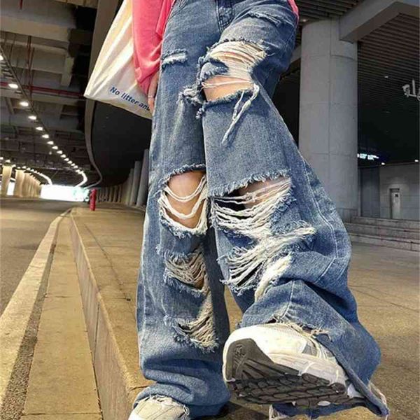 women's jeans trousers, spring and autumn jeans, torn, high waist, loose leg, y2k, street 3yo3, Blue
women's jeans trousers, spring and autumn jeans, torn, high waist, loose leg, y2k, street 3yo3, Blue