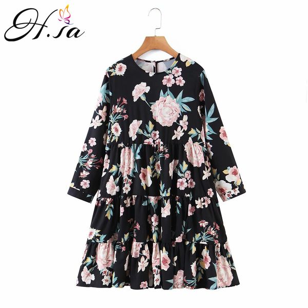 h.sa european fashion women floral pleated dresses long sleeve oversized straight loose style beach dress holiday vestidos 210417, Black;gray
h.sa european fashion women floral pleated dresses long sleeve oversized straight loose style beach dress holiday vestidos 210417, Black;gray
