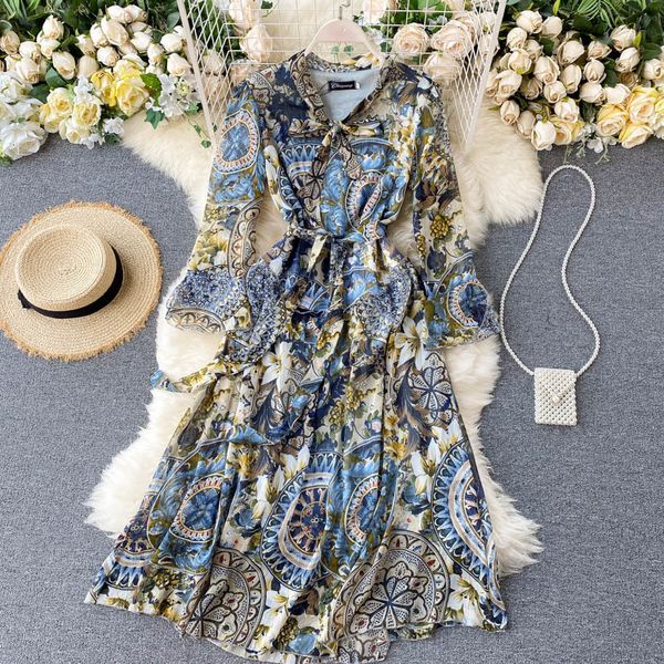 casual dresses vintage women retro ladies printed flower lace-up collar long sleeved sashes waist slim style swing ruffles m6k9, Black;gray
casual dresses vintage women retro ladies printed flower lace-up collar long sleeved sashes waist slim style swing ruffles m6k9, Black;gray