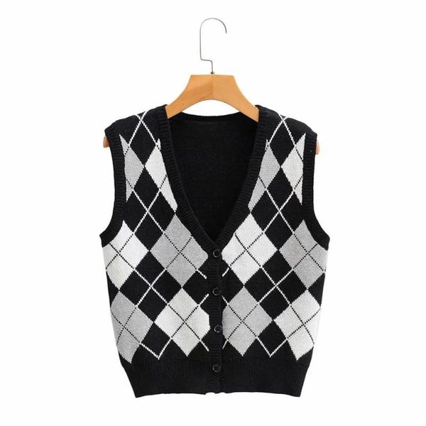 women's vests ladies casual color matching sweater sleeveless jacket knitted short simple v-neck, Black;white
women's vests ladies casual color matching sweater sleeveless jacket knitted short simple v-neck, Black;white
