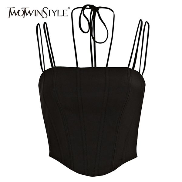 black slim vest for women halter sleeveless lace up short tank females summer fashion clothing style 210524, White
black slim vest for women halter sleeveless lace up short tank females summer fashion clothing style 210524, White