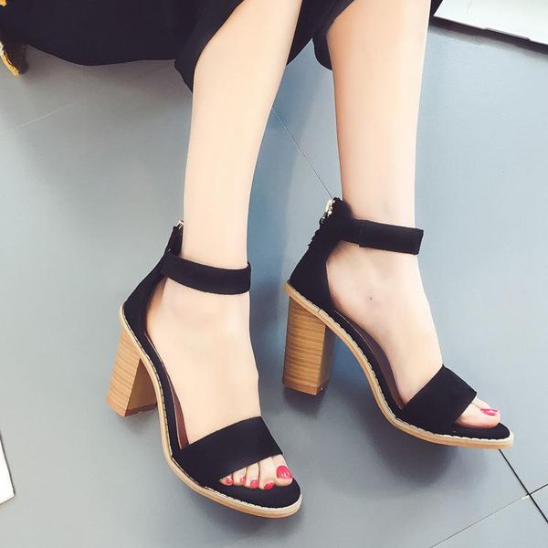 fashion casual zipper summer square heels women sandals open toe ankle strap shoes high, Black
fashion casual zipper summer square heels women sandals open toe ankle strap shoes high, Black