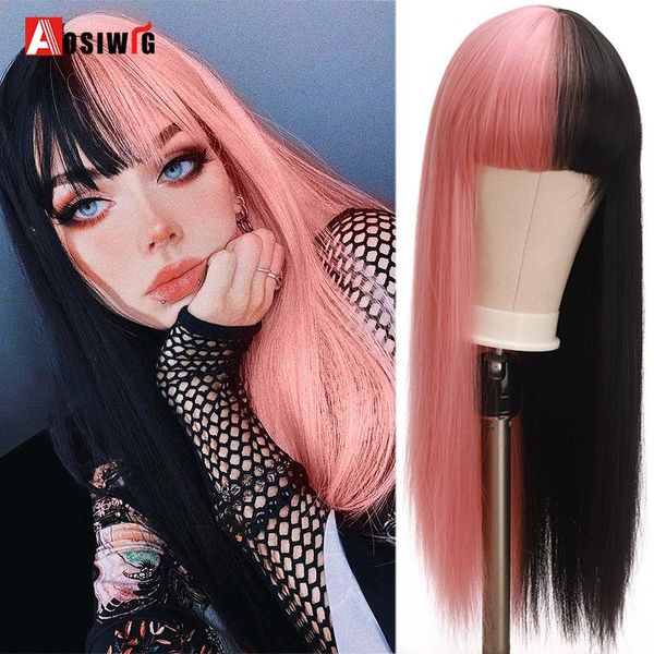 synthetic wigs aosiwig long wig lolita straight half pink blonde red natural hair fake anime daily cosplay with bangs for women, Black
synthetic wigs aosiwig long wig lolita straight half pink blonde red natural hair fake anime daily cosplay with bangs for women, Black