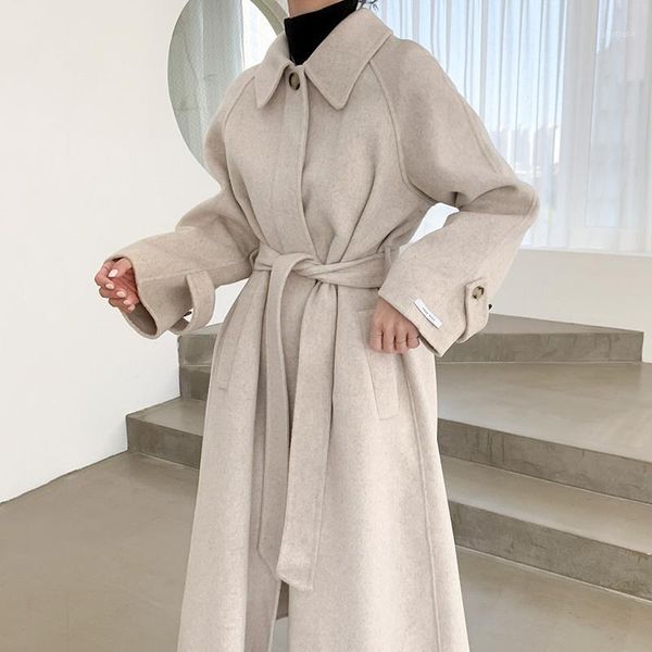 women's wool & blends korean chic female overcoat autumn and winter temperament lapel single breasted lace up waist long sleeve medium, Black
women's wool & blends korean chic female overcoat autumn and winter temperament lapel single breasted lace up waist long sleeve medium, Black