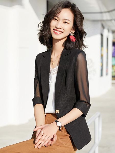 women's suits & blazers 2021 summer fashion business interview women work office ladies half sleeve casual blazer and coat, White;black
women's suits & blazers 2021 summer fashion business interview women work office ladies half sleeve casual blazer and coat, White;black