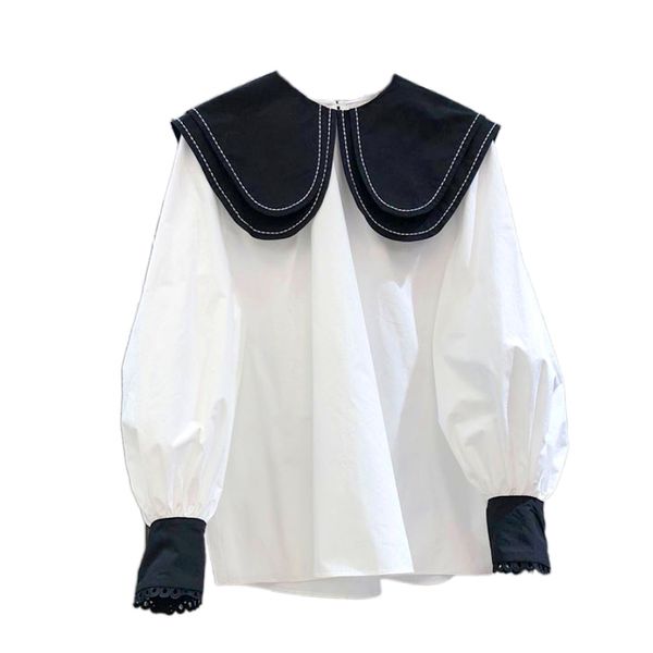 spring peter pan collar contrast color women blouse shirts korean fashion lantern sleeve blusas mujer womens 210514, White
spring peter pan collar contrast color women blouse shirts korean fashion lantern sleeve blusas mujer womens 210514, White