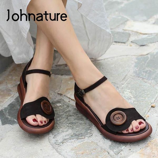 dress shoes johnature retro women summer sandals 2021 genuine leather buckle strap casual wedges handmade platform ladies, Black
dress shoes johnature retro women summer sandals 2021 genuine leather buckle strap casual wedges handmade platform ladies, Black
