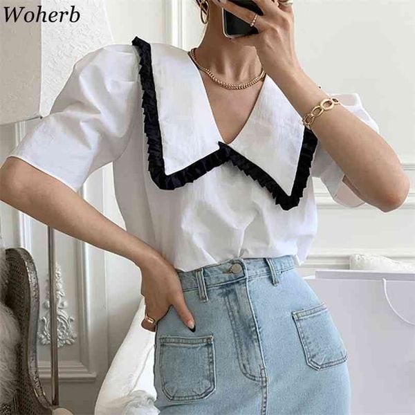 summer turn-down collar sweet women blouses femme ruffle shirt blusas mujer camisas de korean fashion 210519, White
summer turn-down collar sweet women blouses femme ruffle shirt blusas mujer camisas de korean fashion 210519, White