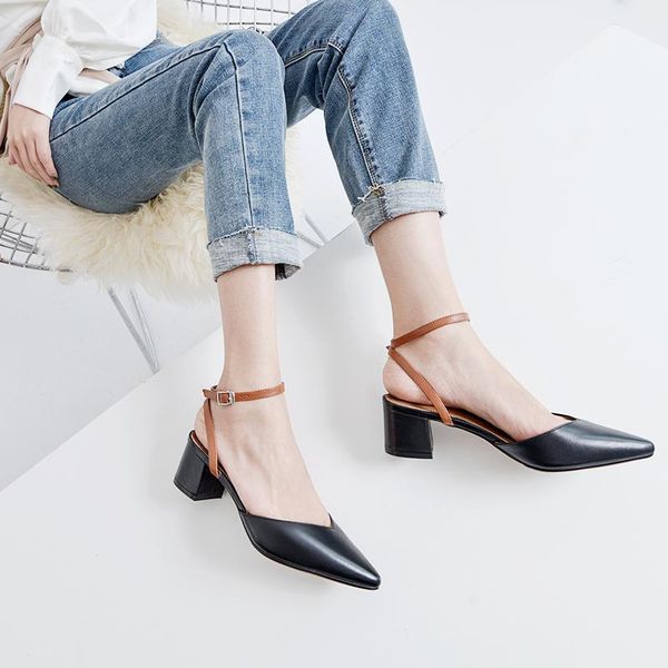 genuine leather women sandals pointed toe woman high heels shoes ankle strap slides outside ladies size 41 42 43, Black
genuine leather women sandals pointed toe woman high heels shoes ankle strap slides outside ladies size 41 42 43, Black