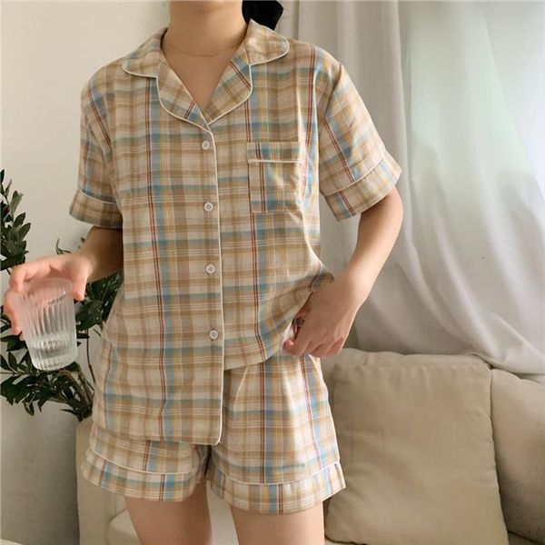 casual plaid summer pajamas women sleepwear set short sleeve shorts home suit 2pcs colorful patchwork loose pyjamas y016, Black;red
casual plaid summer pajamas women sleepwear set short sleeve shorts home suit 2pcs colorful patchwork loose pyjamas y016, Black;red