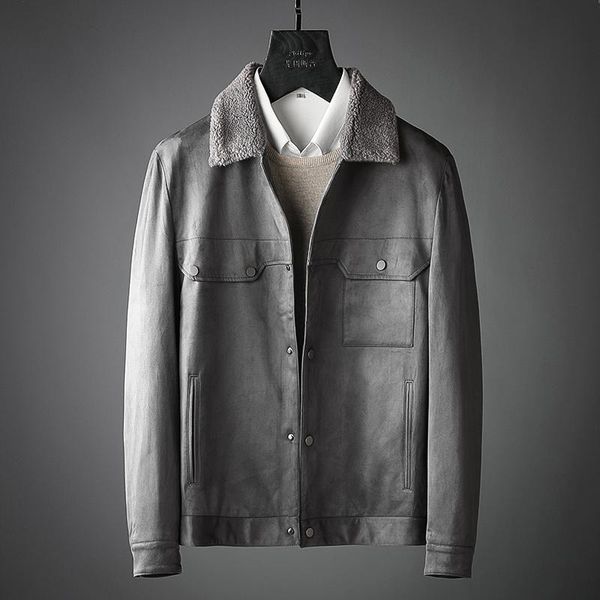 women's leather & faux 2021 autumn and winter lamb wool collar deerskin jacket men's cotton thickened casual lapel fashion, Black
women's leather & faux 2021 autumn and winter lamb wool collar deerskin jacket men's cotton thickened casual lapel fashion, Black