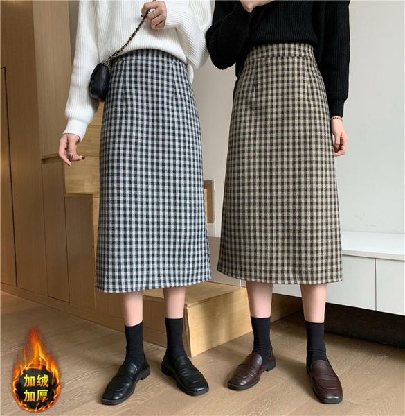 retro plaid autumn and winter high-waist woolen skirt is thin mid-length skirts, Black
retro plaid autumn and winter high-waist woolen skirt is thin mid-length skirts, Black