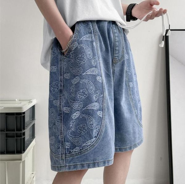 men's shorts luxury designer cashew flower denim summer thin fashion brand ins fat big loose trend casual pants punk famous, White;black
men's shorts luxury designer cashew flower denim summer thin fashion brand ins fat big loose trend casual pants punk famous, White;black