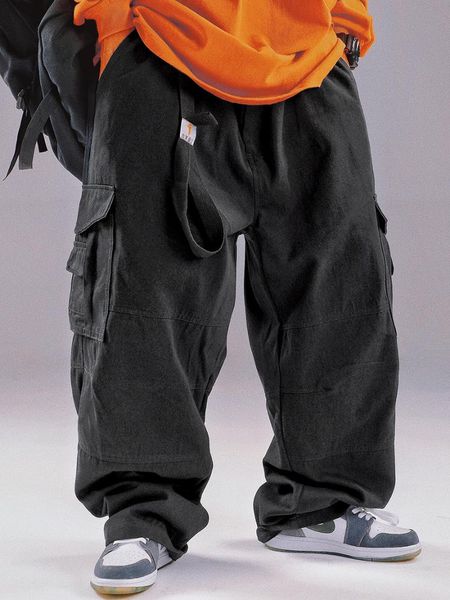 men's pants autumn overalls pocket pure cotton ribbon wide-legged clothes harajuku hiphop straight cargo leggings oversize, Black
men's pants autumn overalls pocket pure cotton ribbon wide-legged clothes harajuku hiphop straight cargo leggings oversize, Black