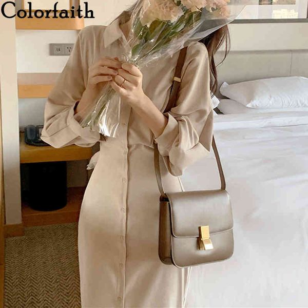 colorfaith new women spring summer shirt dresses fashionable elegant high waist vintage korean lace up long dress dr2116 210413, Black;gray
colorfaith new women spring summer shirt dresses fashionable elegant high waist vintage korean lace up long dress dr2116 210413, Black;gray