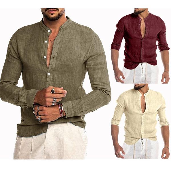 men's casual shirts 2021 summer cool breathable cotton and linen shirt long-sleeved for men, White;black
men's casual shirts 2021 summer cool breathable cotton and linen shirt long-sleeved for men, White;black