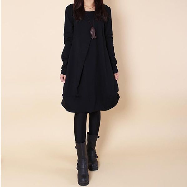 casual dresses vintage dress women spring long sleeve larg size lrregular pockets round collar midi french robe femme, Black;gray
casual dresses vintage dress women spring long sleeve larg size lrregular pockets round collar midi french robe femme, Black;gray