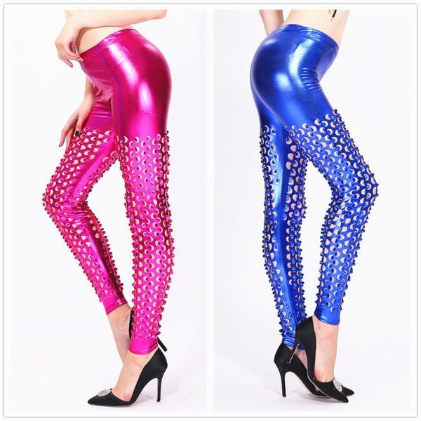 women's leggings fish scale cut-out carved gold stamping hole bottoming pants punk style stage nightclub performance clothes, Black
women's leggings fish scale cut-out carved gold stamping hole bottoming pants punk style stage nightclub performance clothes, Black