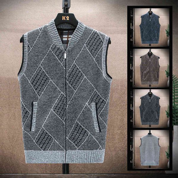 men's sweaters men spring and autumn waistcoat sleeveless knitwear fleece jacket winter thick warm striped zipper cardigan vest d4, White;black
men's sweaters men spring and autumn waistcoat sleeveless knitwear fleece jacket winter thick warm striped zipper cardigan vest d4, White;black