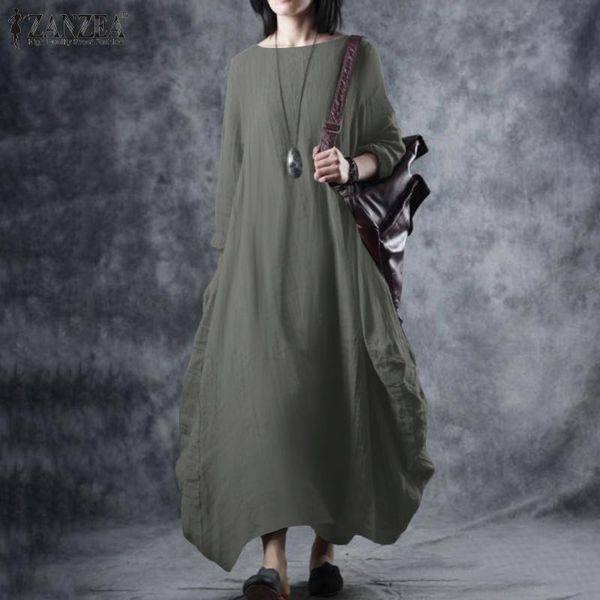 plus size women cotton linen dress zanzea autumn solid maxi sundress vintage long sleeve kaftan vestido loose dresses robe 5xl casual, Black;gray
plus size women cotton linen dress zanzea autumn solid maxi sundress vintage long sleeve kaftan vestido loose dresses robe 5xl casual, Black;gray