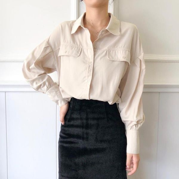 women's blouses & shirts women 2021 fashion long sleeve cotton office shirt fake pockets blouse casual plus size blusas femininas, White
women's blouses & shirts women 2021 fashion long sleeve cotton office shirt fake pockets blouse casual plus size blusas femininas, White