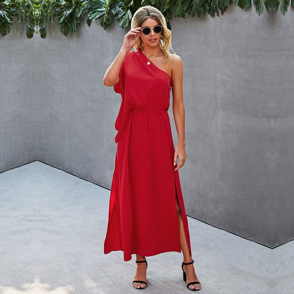 2021 new spring summer diagonal collar long dress women casual side split solid color ladies temperament party maxi dresses, Black;gray
2021 new spring summer diagonal collar long dress women casual side split solid color ladies temperament party maxi dresses, Black;gray