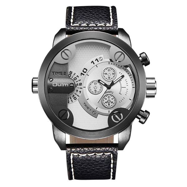 wristwatches 2021 oulm watches men military leather strap quartz gmt two zone sports relogio masculino, Slivery;brown
wristwatches 2021 oulm watches men military leather strap quartz gmt two zone sports relogio masculino, Slivery;brown