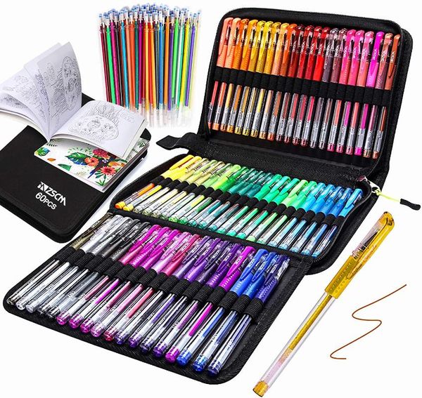 gel pens for coloring books, glitter neon set include 60 colors marker pens, matching color refills
gel pens for coloring books, glitter neon set include 60 colors marker pens, matching color refills